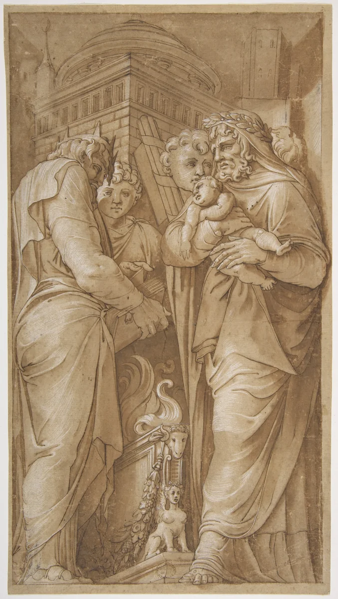 Roman Scene by Polidoro da Caravaggio, drawing, 1499-1543