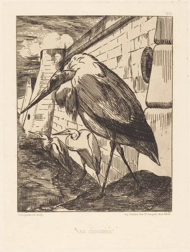 Les Cigognes (The Storks) by Félix Bracquemond; Auguste Delâtre, print, 1870-1879