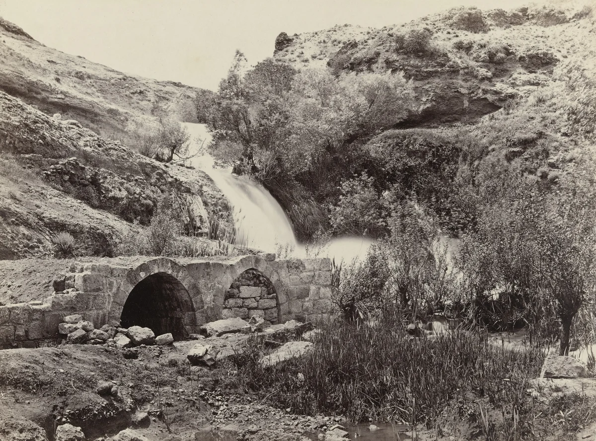 Waterfall on the Abana, Near Damascus (#609) by Francis Frith, photograph, 1860