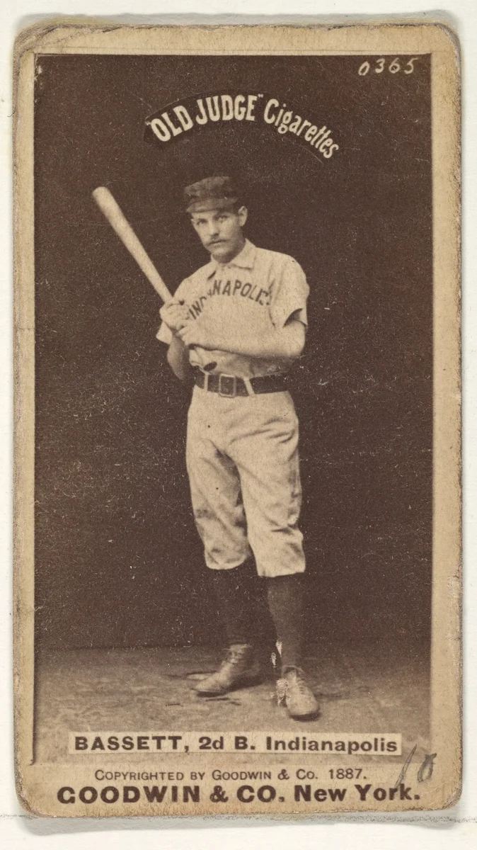 Bassett, 2nd Base, Indianapolis, from the Old Judge series (N172) for Old Judge Cigarettes by Goodwin & Company, photograph, 1887