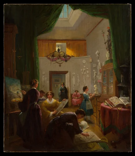 Art Students by Louis Lang, artwork, 1866-1876