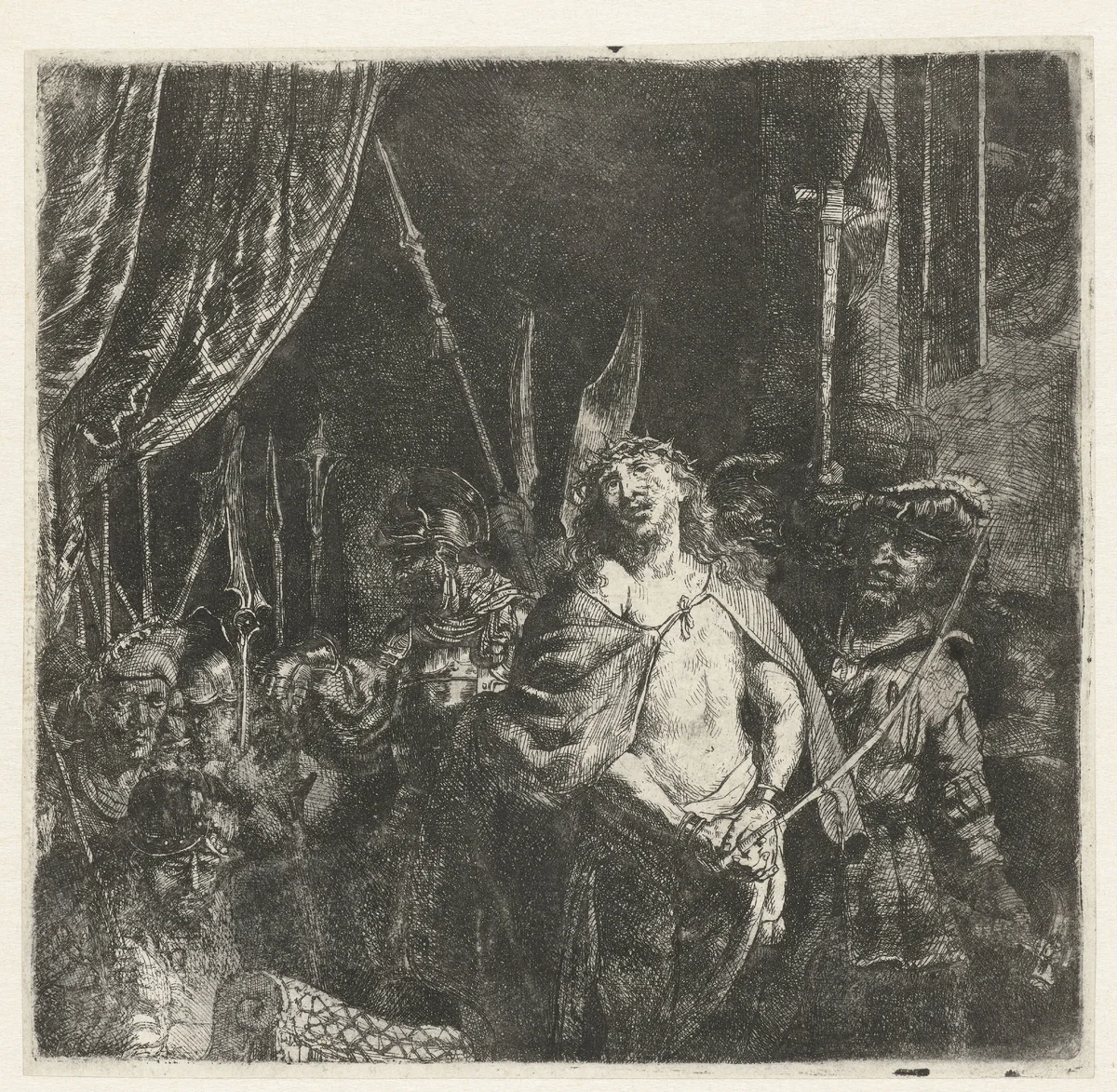 Christ before Pilate: large plate by anonymous, print, 1635