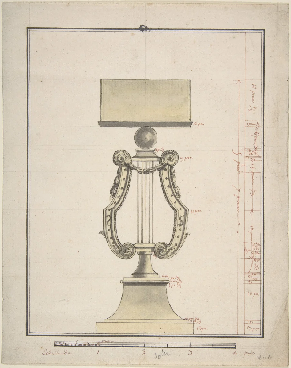 Design for a Music Stand by anonymous, drawing, 1800-1899