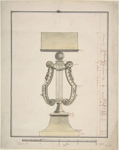 Design for a Music Stand by anonymous, drawing, 1800-1899
