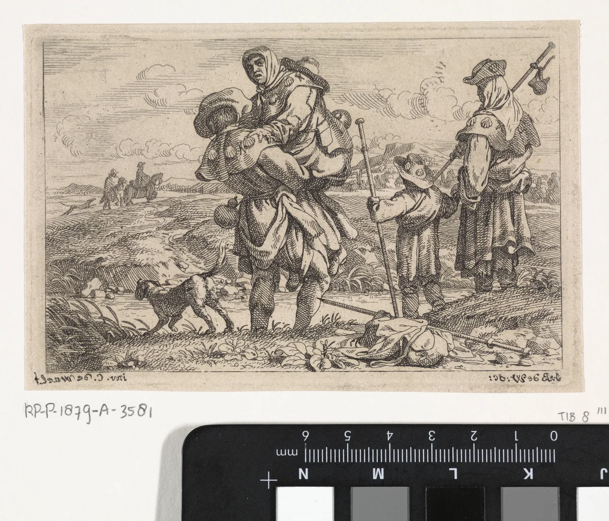 De pelgrims by Jan Baptist de Wael, print, 1642-1669