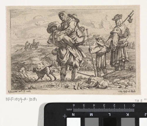 De pelgrims by Jan Baptist de Wael, print, 1642-1669