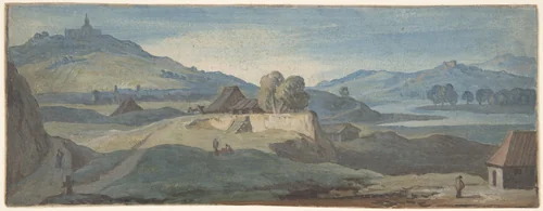 Landscape by Jan Frans van Bloemen, drawing, 1675-1749