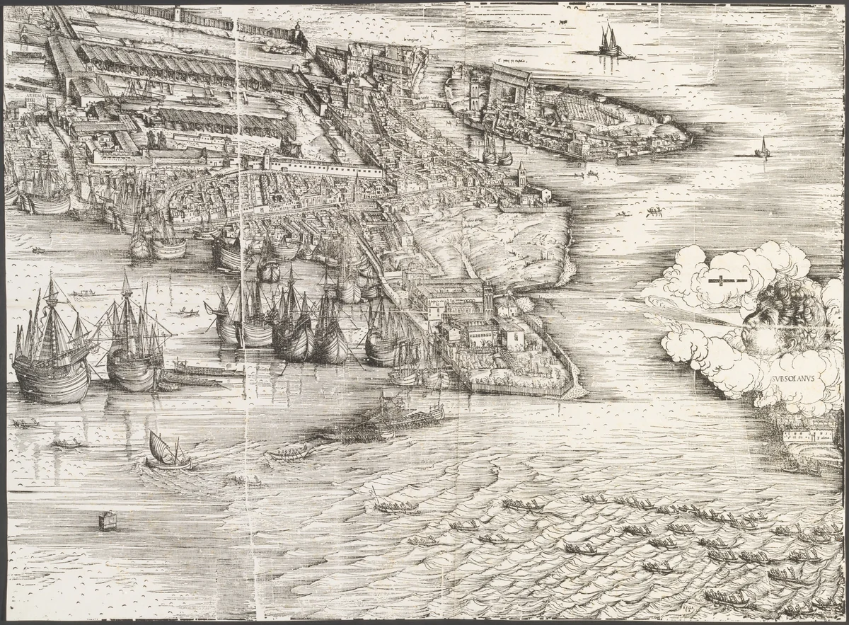 View of Venice [lower right block] by Jacopo de' Barbari, print, 1500