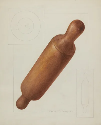 Dough Rolling Pin by Manuel G. Runyan, index of american design, 1937