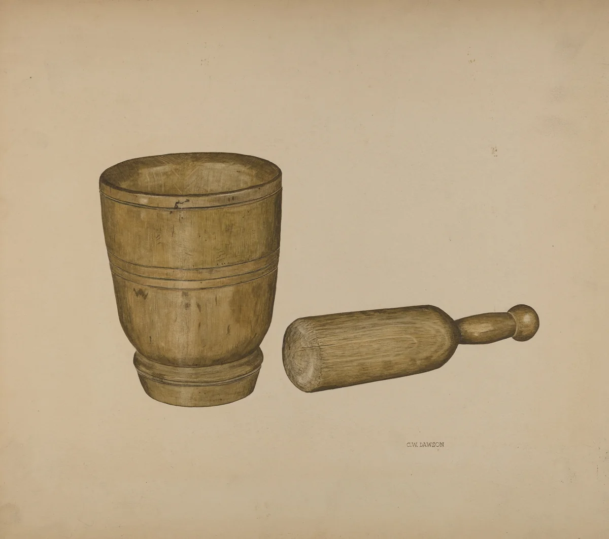 Mortar and Pestle by Clarence W. Dawson, index of american design, 1940