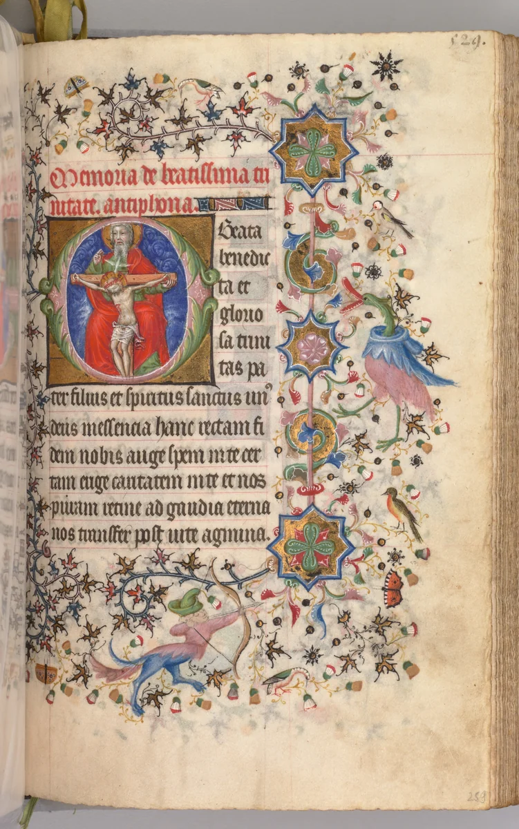Hours of Charles the Noble, King of Navarre (1361-1425): fol. 259r, The Trinity by Master of the Brussels Initials and Associates, book, 1400-1410