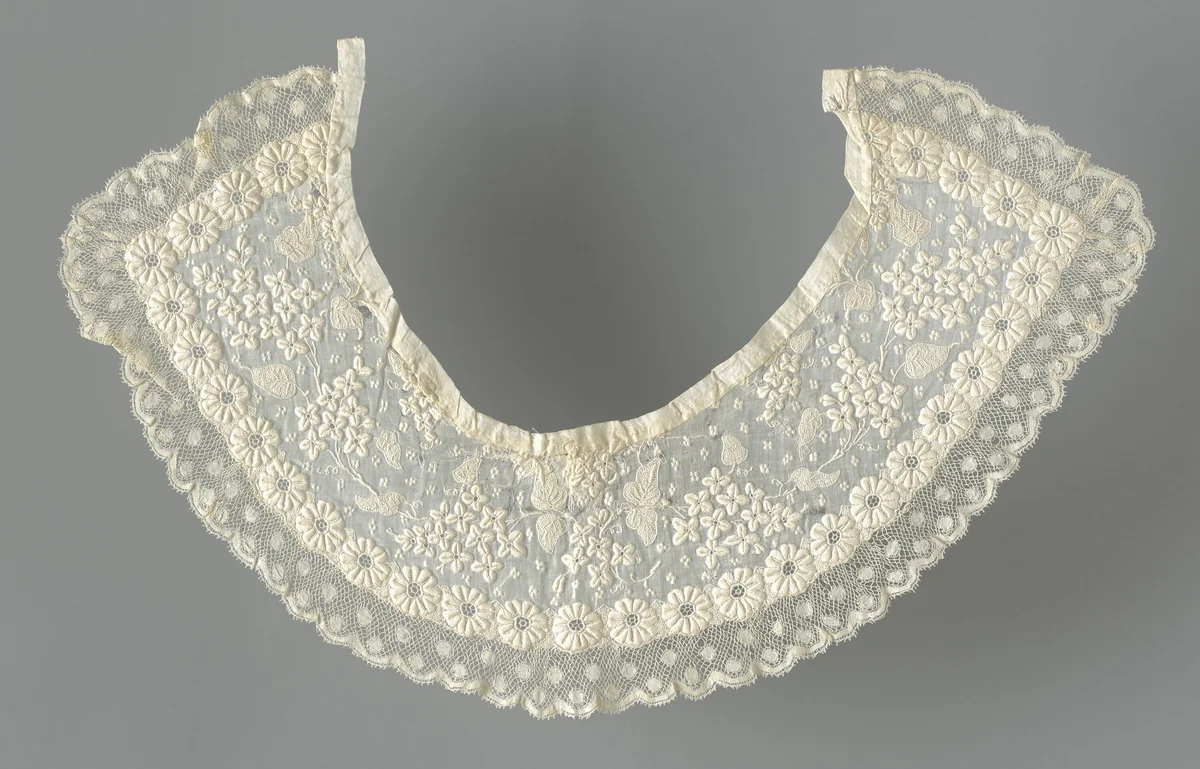 Collar (Made From Cuffs) by France and Belgium, textile, 1865-1885