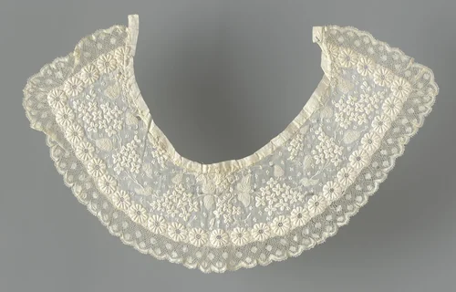 Collar (Made From Cuffs) by France and Belgium, textile, 1865-1885