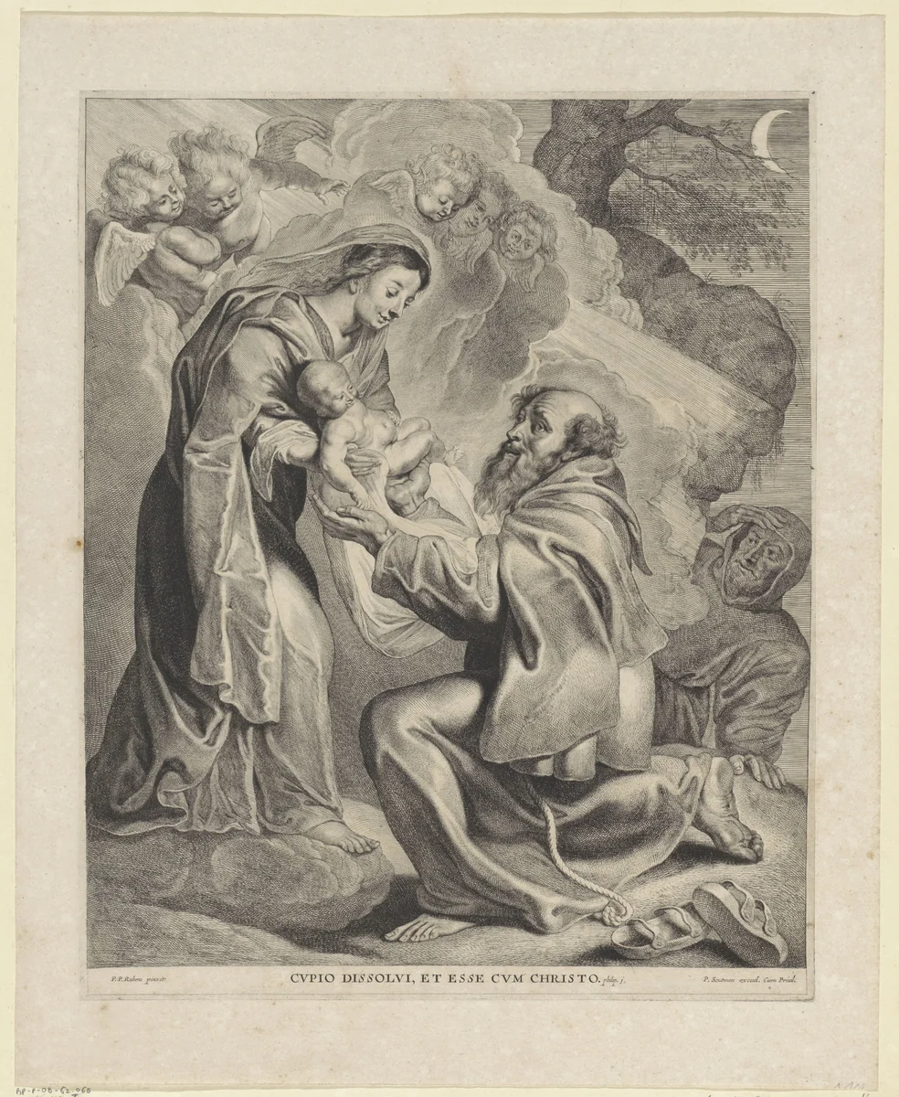 Visioen van de H. Franciscus van Assisi by Cornelis Visscher, print, 1638-1658