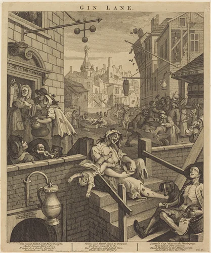 Gin Lane by William Hogarth, print, 1751