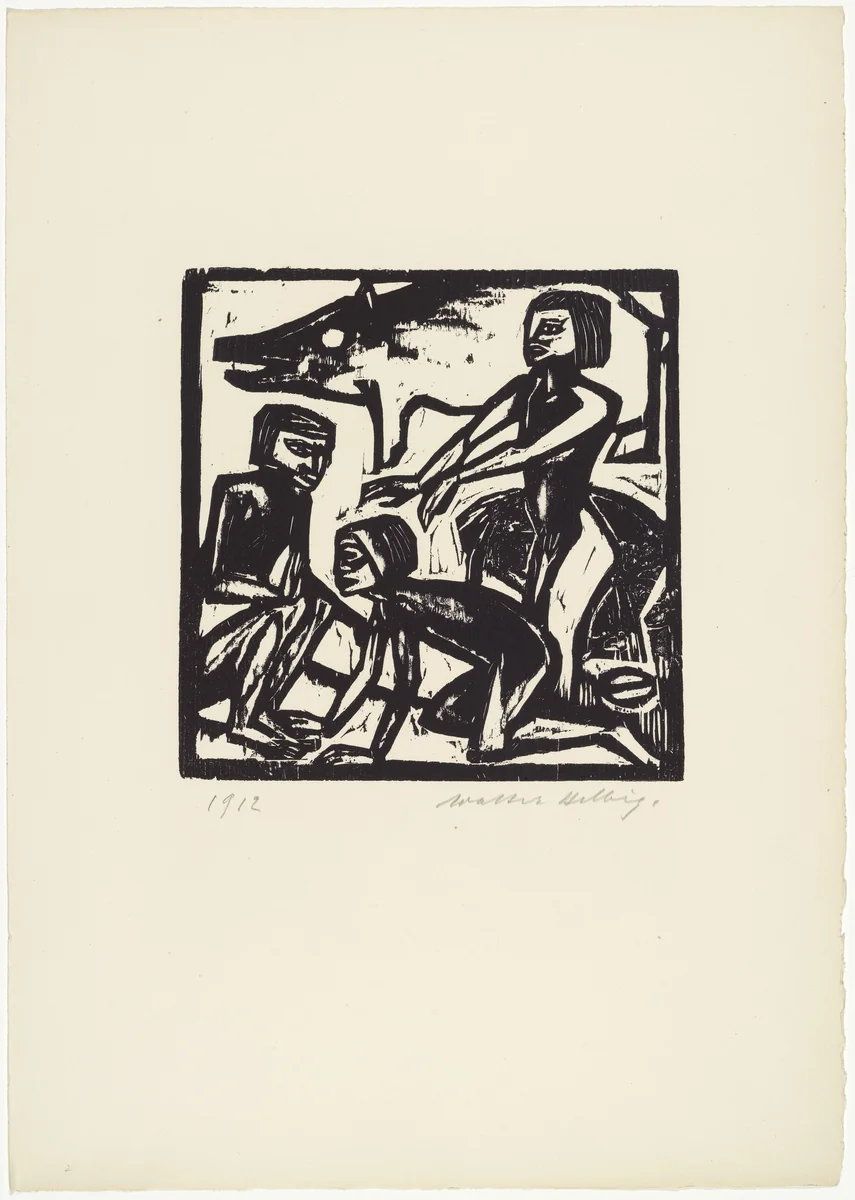 Children Playing (Spielende Kinder) from 16 Woodcuts (16 Holzschnitte) by Walter Helbig, print, 1912
