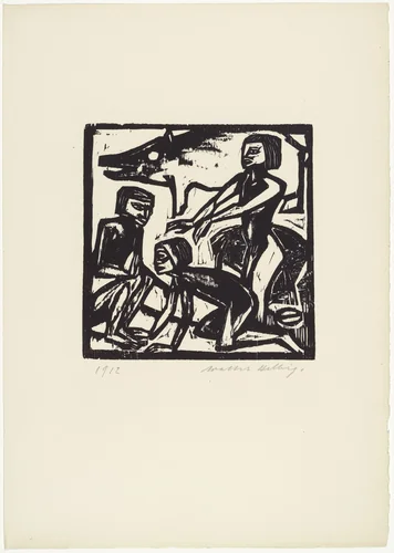 Children Playing (Spielende Kinder) from 16 Woodcuts (16 Holzschnitte) by Walter Helbig, print, 1912