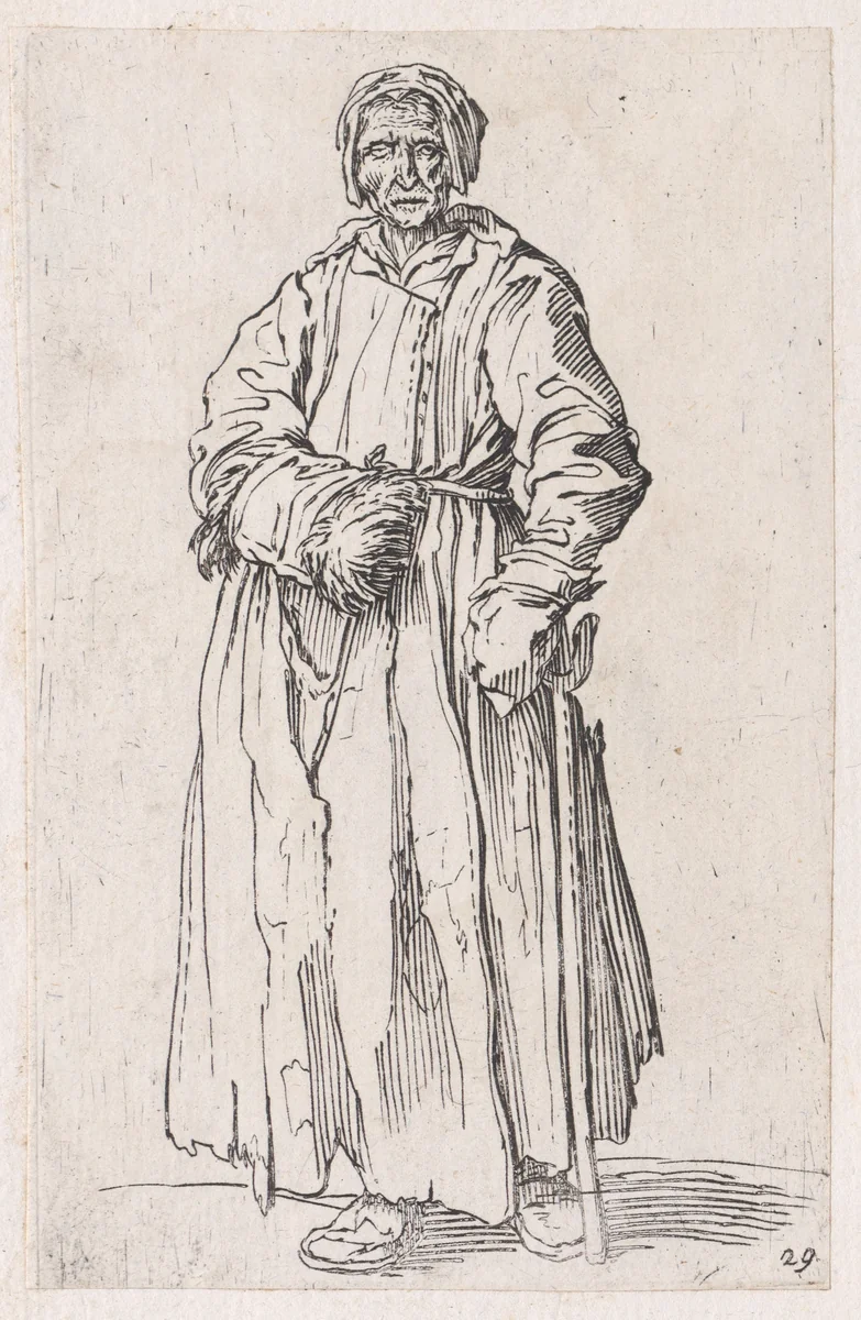Reverse Copy of Le Mendiant aux Béquilles Coiffée d'un Chapeau et Vu de Dos (The Beggar with Crutches Wearing a Hat and Viewed from Behind), from Les Gueux suite appelée aussi Les Mendiants, Les Baroni, ou Les Barons (The Beggars, also called the Barons) by anonymous, print, 1625-1700