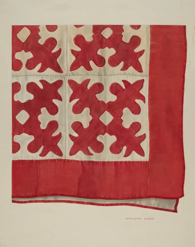 Oak Leaf Pattern Quilt by Charlotte Angus, index of american design, 1935-1942