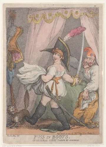 Puss in Boots or General Junot Taken by Surprise by Thomas Rowlandson, print, 1811