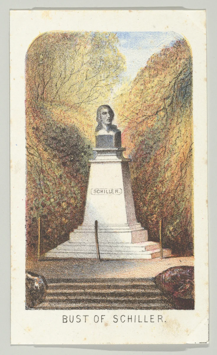 Bust of Schiller, from the series, Views in Central Park, New York, Part 3 by Louis Prang & Co., print, 1864