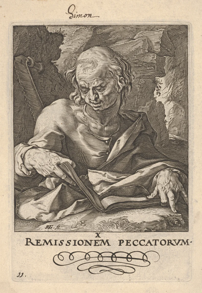 St. Simon, from "Christ, the Apostles and St. Paul with the Creed" by Hendrick Goltzius, print, 1584-1594