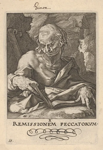 St. Simon, from "Christ, the Apostles and St. Paul with the Creed" by Hendrick Goltzius, print, 1584-1594