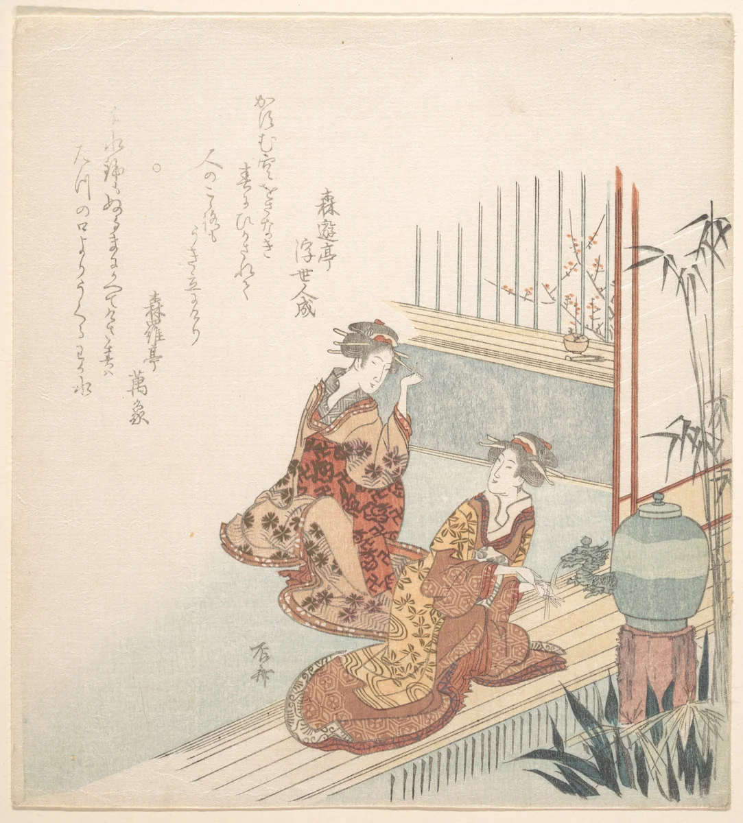 Early Spring by Ryūryūkyo Shinsai (柳々居辰斎), print, 1750-1835