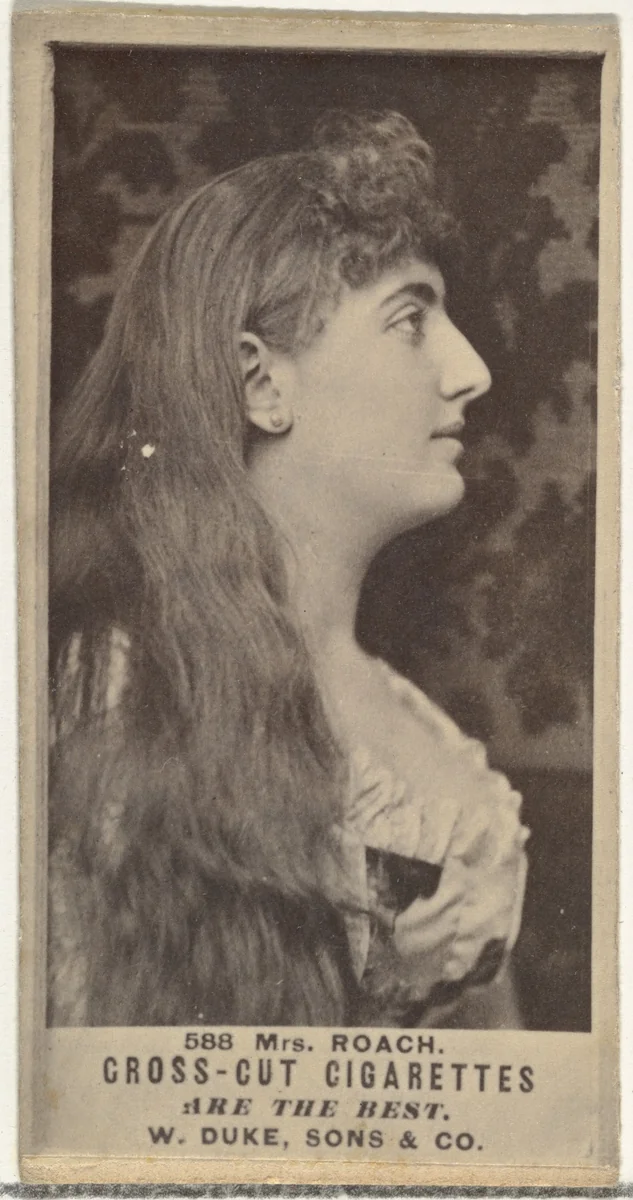 Card Number 588, Mrs. Roach, from the Actors and Actresses series (N145-3) issued by Duke Sons & Co. to promote Cross Cut Cigarettes by W. Duke, Sons & Co., photograph, 1880-1889