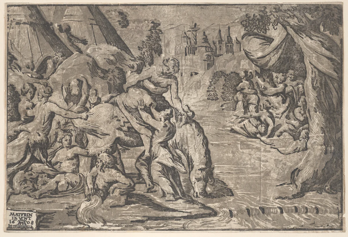 The Escape of Cloelia by Niccolò Vicentino, print, 1540-1550