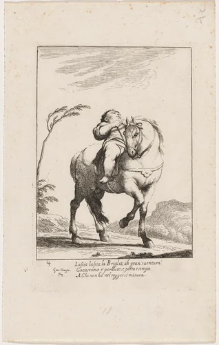 Cacasenno on Horseback by Giuseppe Maria Crespi, print, 1705-1715