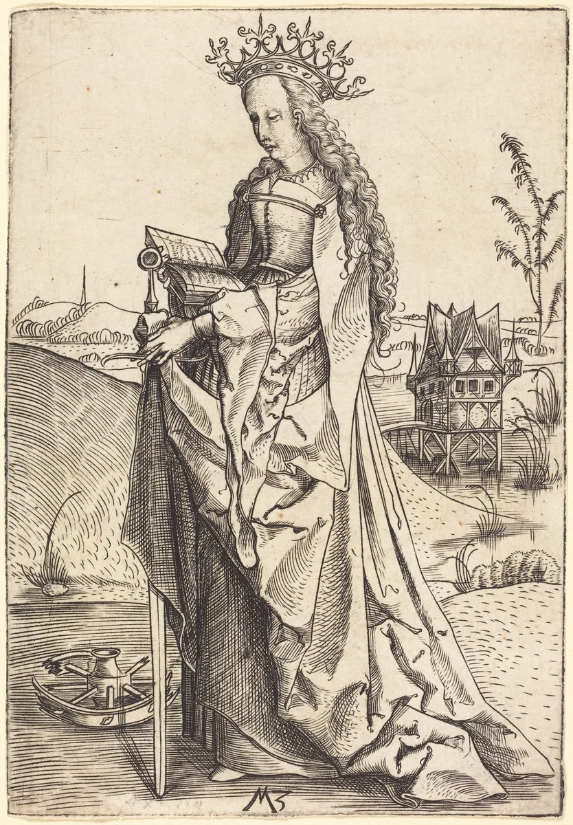 Saint Catherine by Master MZ, print, 1500