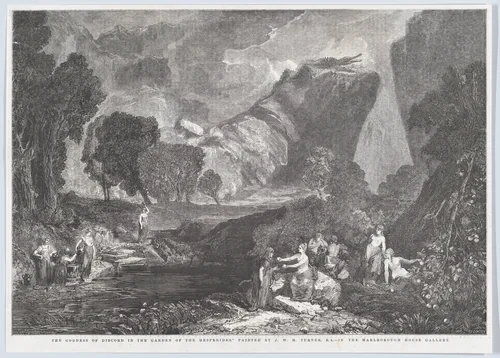 The Goddess of Discord in the Garden of the Hesperides, from "lllustrated London News" by Henry Linton, print, 1857