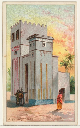 Assyrian House, from the Habitations of Man series (N113) issued by W. Duke, Sons & Co. to promote Honest Long Cut Smoking and Chewing Tobacco by The Giles Company, print, 1890