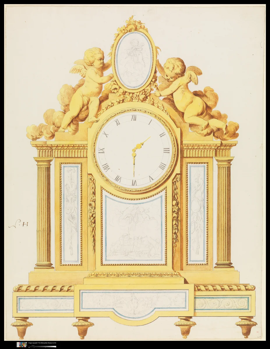 Design for a Neoclassical Clock by anonymous, drawing, 1770-1785