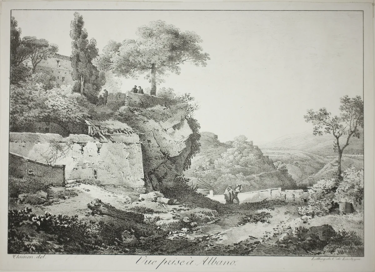View of Albano by Claude Thienon, print, 1817