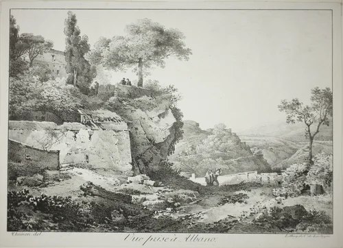 View of Albano by Claude Thienon, print, 1817
