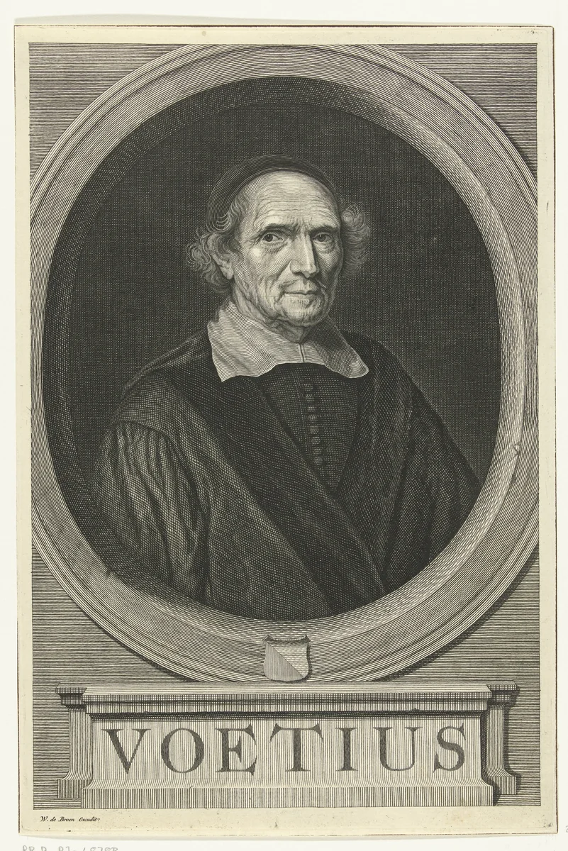 Portret van Gijsbert Voet by Willem de Broen, print, 1705-1748