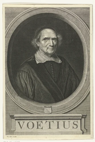 Portret van Gijsbert Voet by Willem de Broen, print, 1705-1748