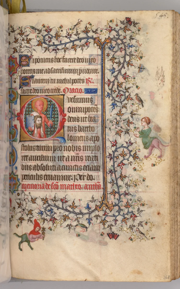 Hours of Charles the Noble, King of Navarre (1361-1425): fol. 267r, St. Bartholomew by Master of the Brussels Initials and Associates, book, 1400-1410