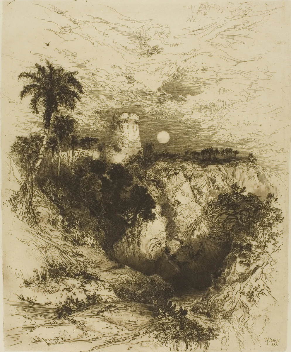 A Tower of Cortez - Mexico by Thomas Moran, print, 1883