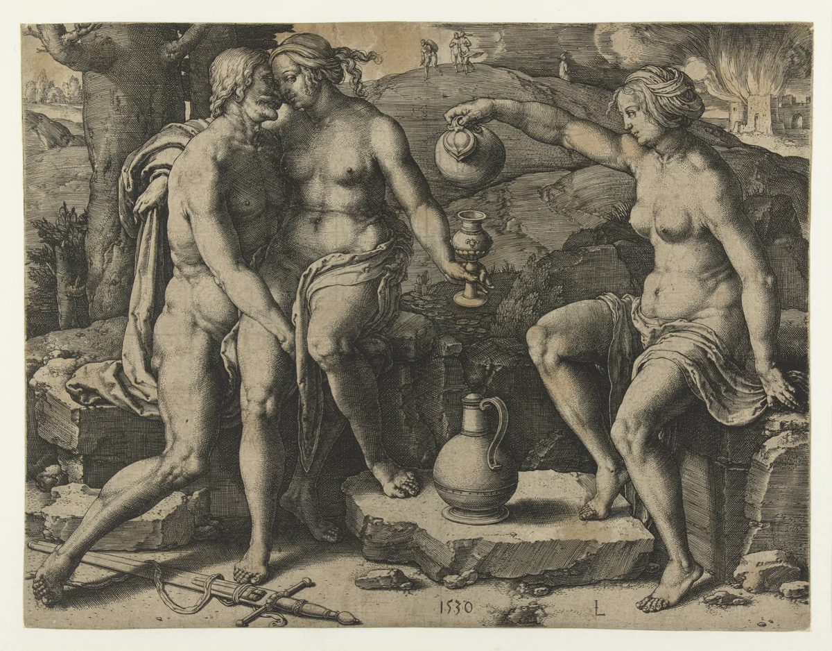 Lot en zijn dochters by Unknown, print, 1530