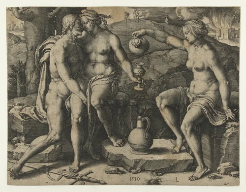 Lot en zijn dochters by Unknown, print, 1530