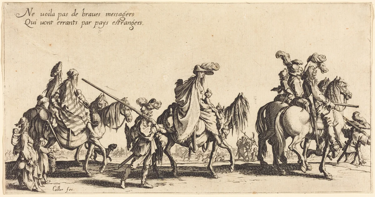 The Bohemians Marching: The Vanguard by Jacques Callot, print, 1621