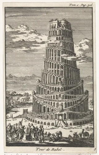 Toren van Babel by Jan Luyken, print, 1705