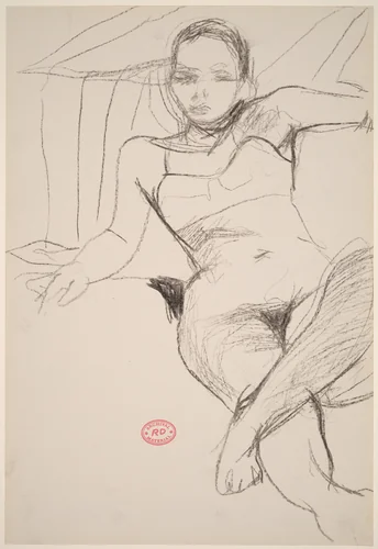 Untitled [model lying back in her bra] by Richard Diebenkorn, drawing, 1955-1967