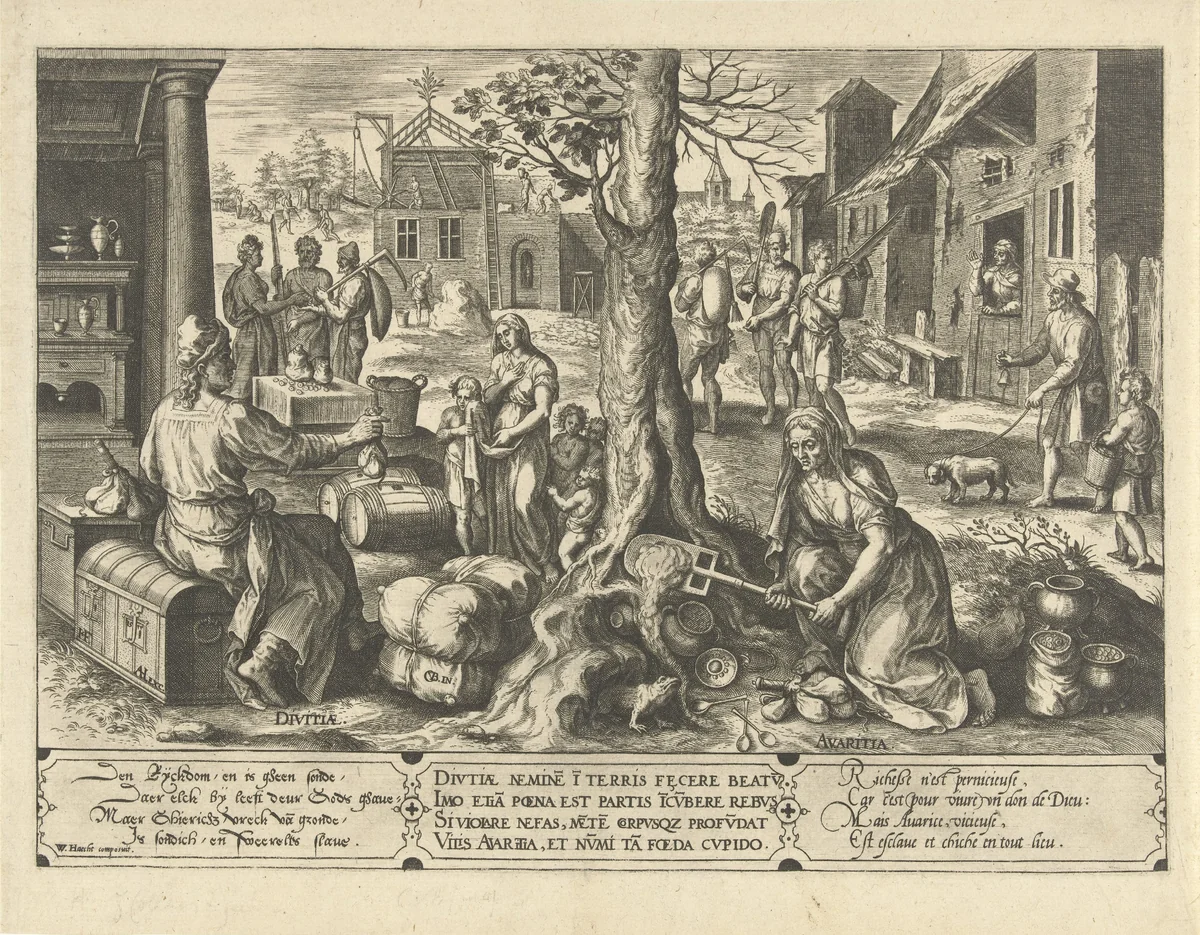 Gierigheid, het gevaar van rijkdom by Unknown, print, 1577