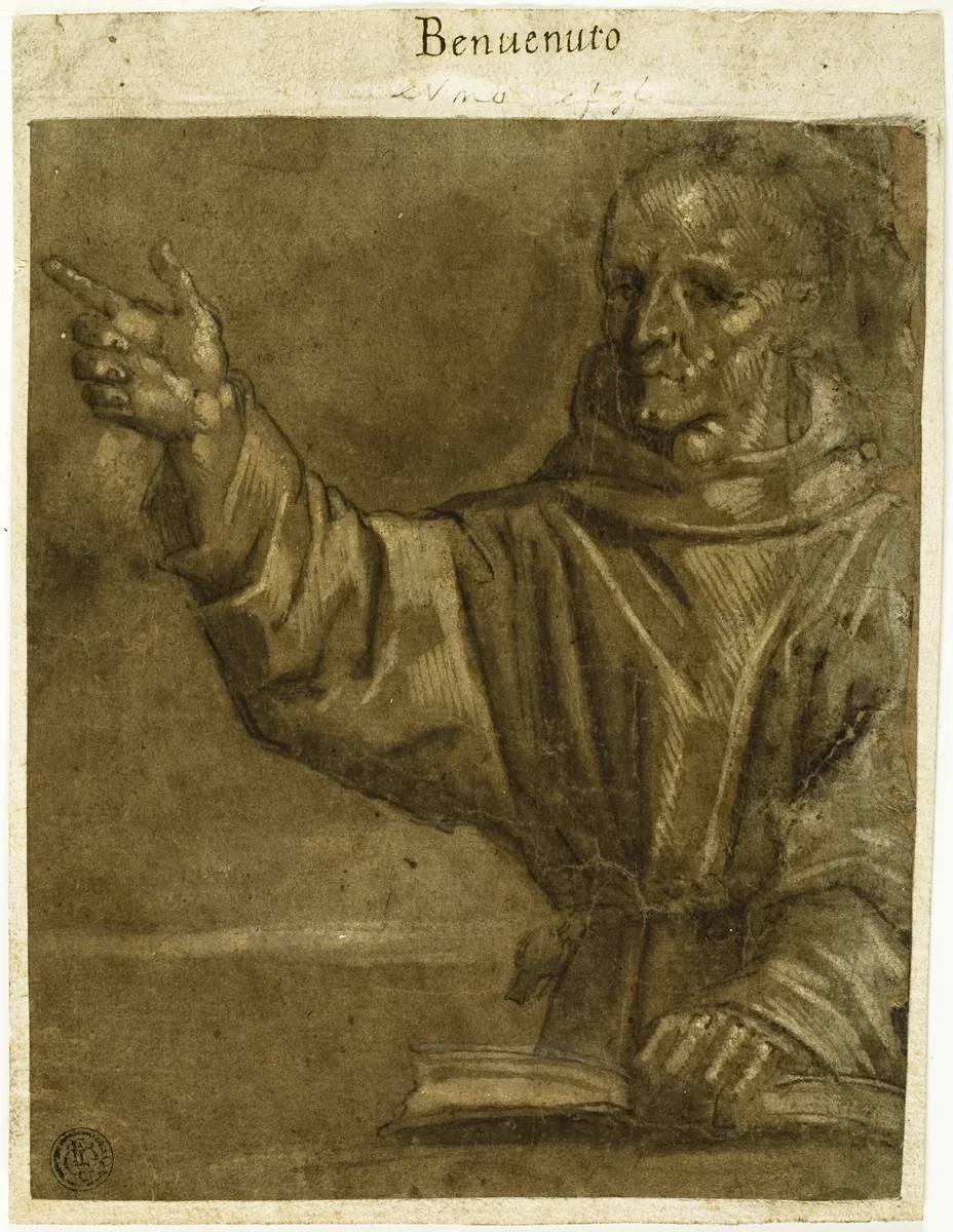Saint Bernardino of Siena Preaching from an Open Book by Sienese Late, drawing, 1570-1590