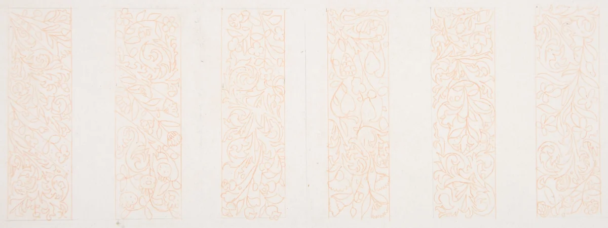 Six Border Designs by Freeman Gage Delamotte, drawing, 1830-1862