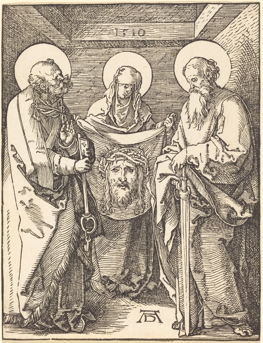 Saint Veronica between Saints Peter and Paul by Albrecht Dürer, print, 1510